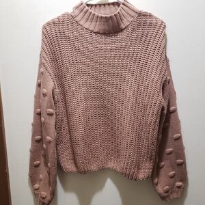 Jessica Simpson Textured Knit Turtleneck Sweater - Tan